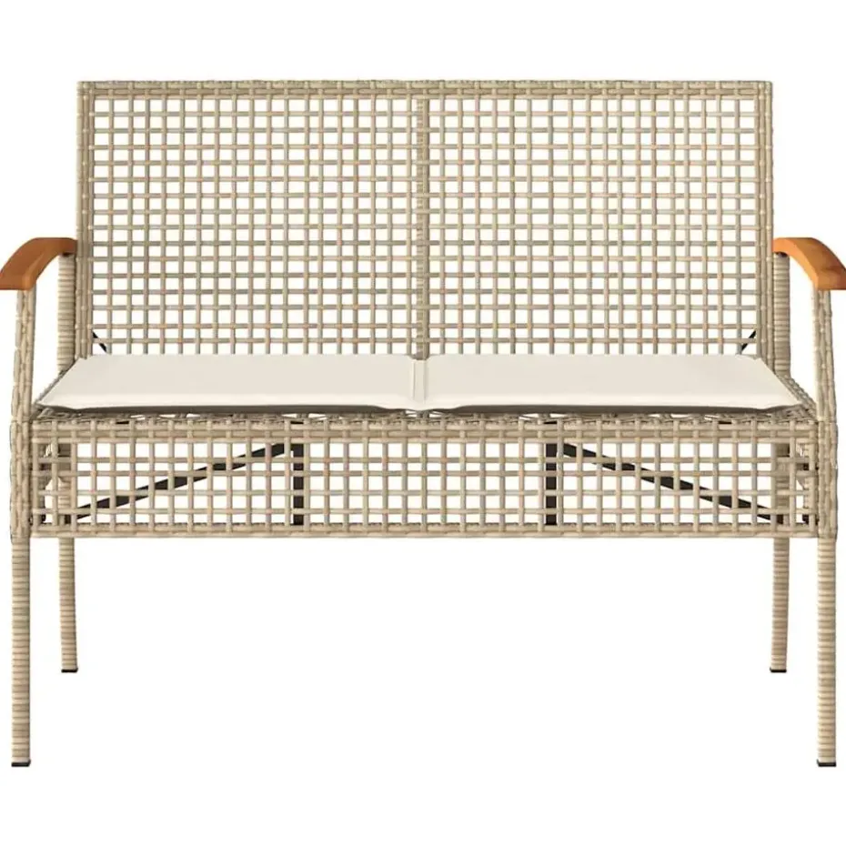 vidaXL - Tuinbank met kussen - Beige - Poly rattan en acaciahout - 108x57x85 cm
