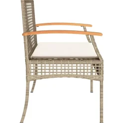 vidaXL - Tuinbank met kussen - Beige - Poly rattan en acaciahout - 108x57x85 cm