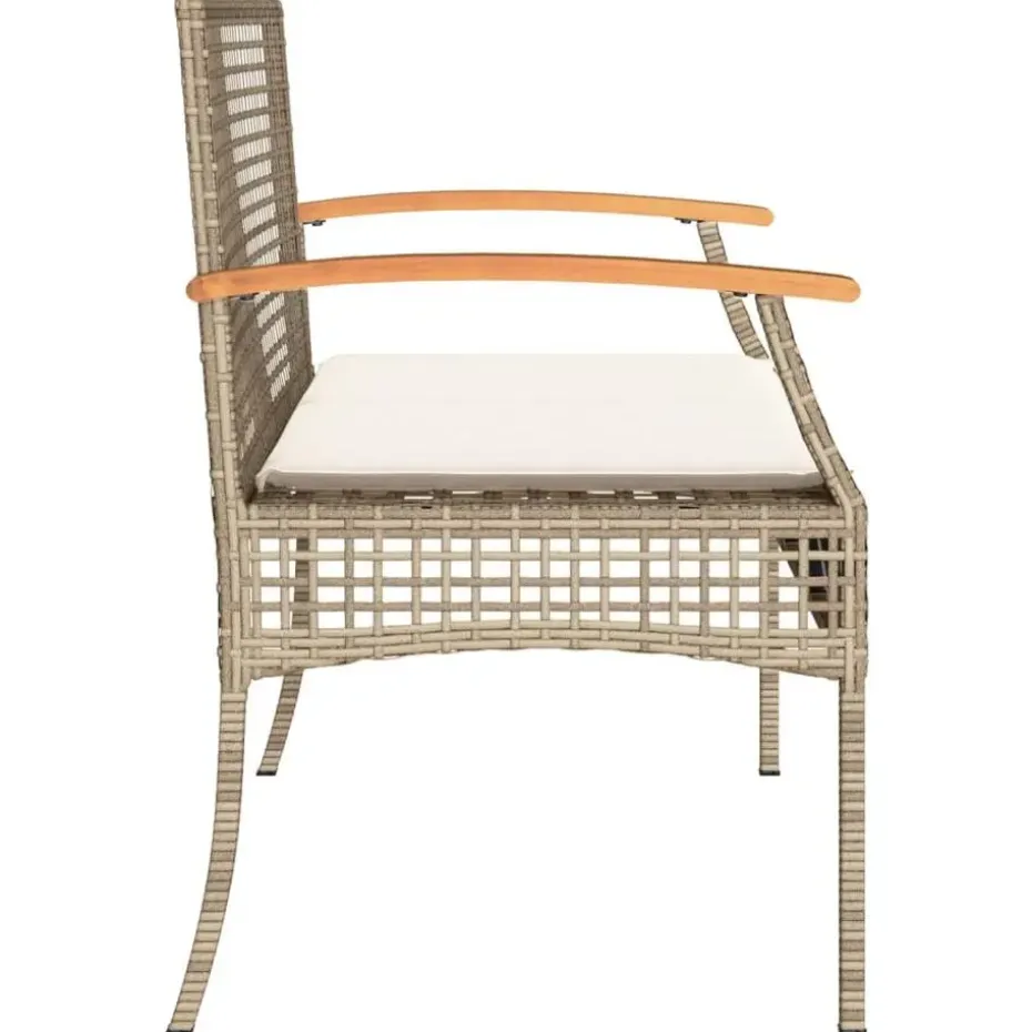 vidaXL - Tuinbank met kussen - Beige - Poly rattan en acaciahout - 108x57x85 cm