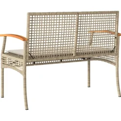 vidaXL - Tuinbank met kussen - Beige - Poly rattan en acaciahout - 108x57x85 cm