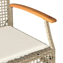 vidaXL - Tuinbank met kussen - Beige - Poly rattan en acaciahout - 108x57x85 cm