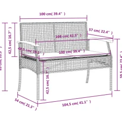 vidaXL - Tuinbank met kussen - Beige - Poly rattan en acaciahout - 108x57x85 cm