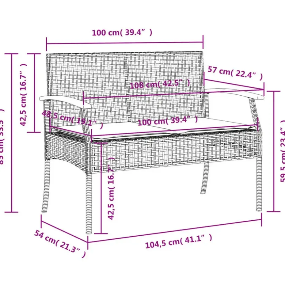 vidaXL - Tuinbank met kussen - Beige - Poly rattan en acaciahout - 108x57x85 cm