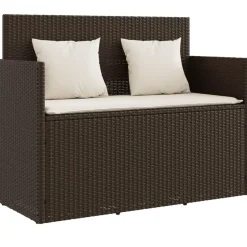 vidaXL - Tuinbank met kussens - Bruin - Poly rattan - 120x50x90.5 cm