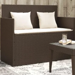 vidaXL - Tuinbank met kussens - Bruin - Poly rattan - 120x50x90.5 cm