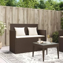 vidaXL - Tuinbank met kussens - Bruin - Poly rattan - 120x50x90.5 cm