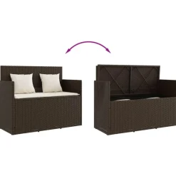 vidaXL - Tuinbank met kussens - Bruin - Poly rattan - 120x50x90.5 cm