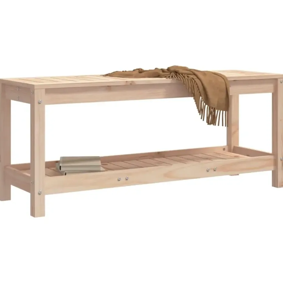 vidaXL - Tuinbank met opbergruimte - Naturel - Massief grenenhout - 108x35x45 cm