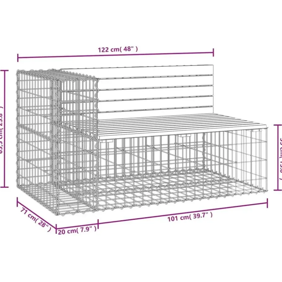 vidaXL - Tuinbank schanskorfontwerp - Geïmpregneerd grenenhout - 122x71x65,5 cm