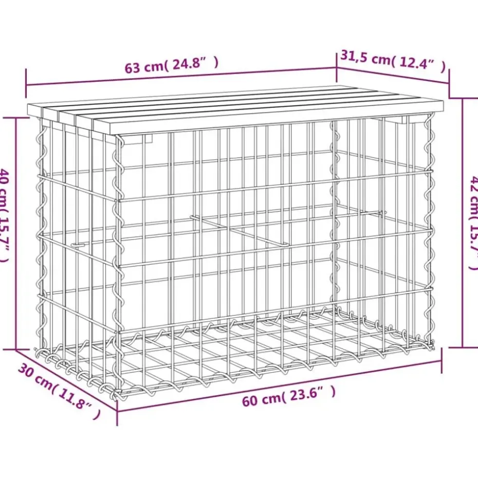 vidaXL - Tuinbank schanskorfontwerp - Geïmpregneerd grenenhout - 63x31.5x42 cm