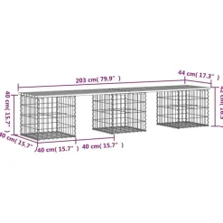 vidaXL - Tuinbank schanskorfontwerp - Massief grenenhout - 203x44x42 cm
