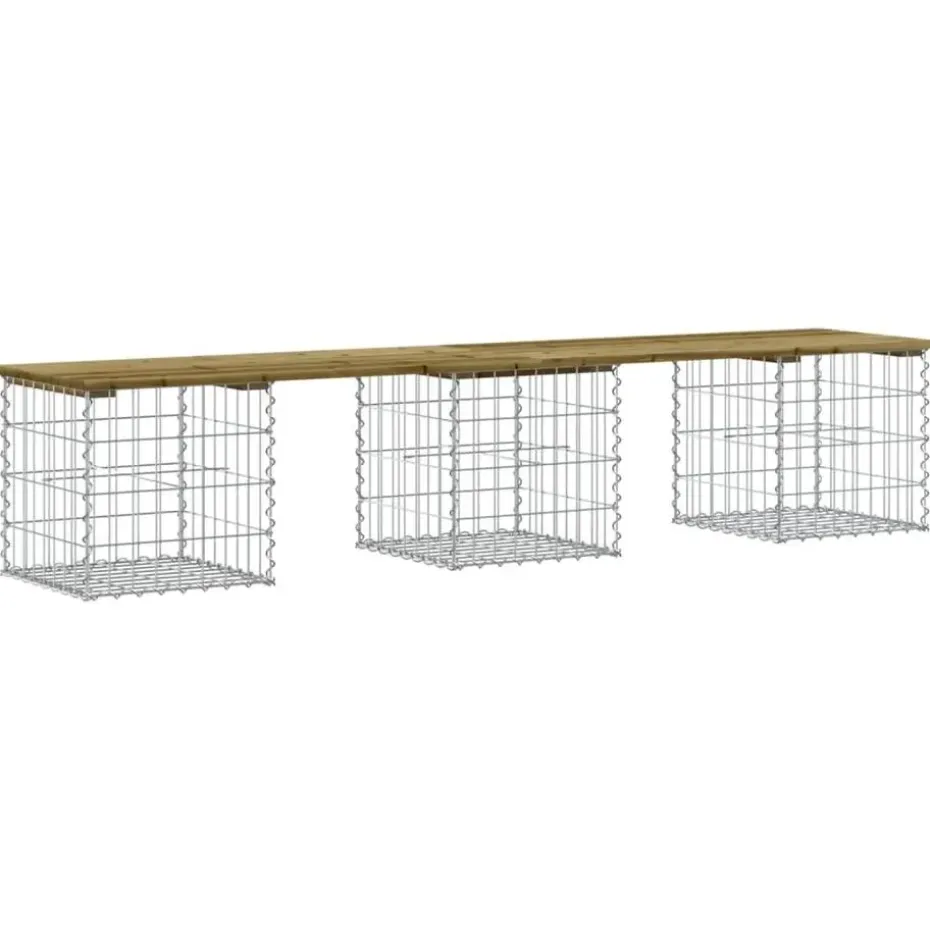 vidaXL - Tuinbank schanskorfontwerp - Geïmpregneerd grenenhout - 203x44x42 cm