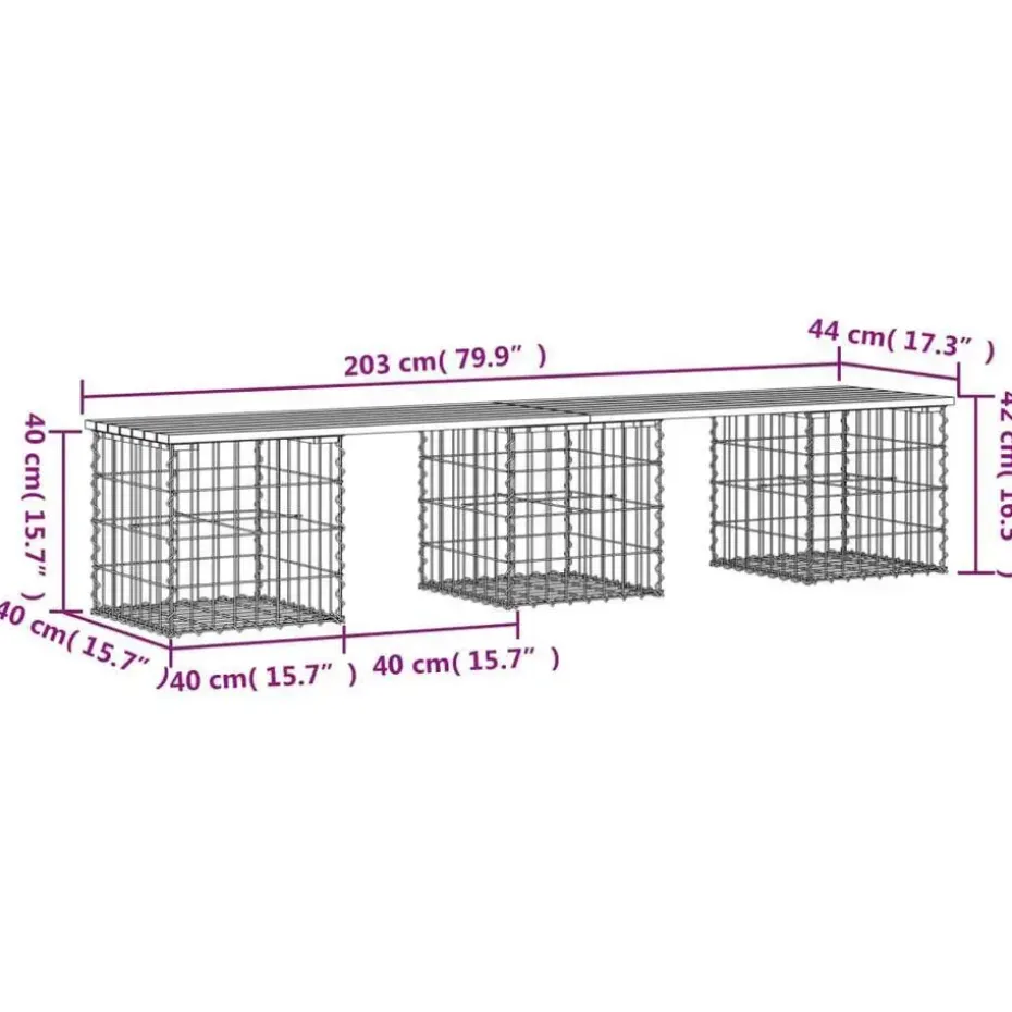vidaXL - Tuinbank schanskorfontwerp - Geïmpregneerd grenenhout - 203x44x42 cm