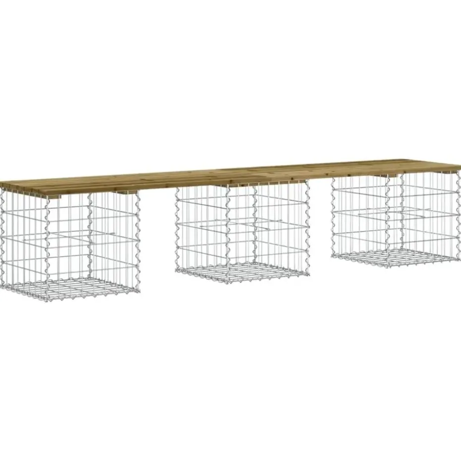 vidaXL - Tuinbank schanskorfontwerp - Geïmpregneerd grenenhout - 203x44x42 cm