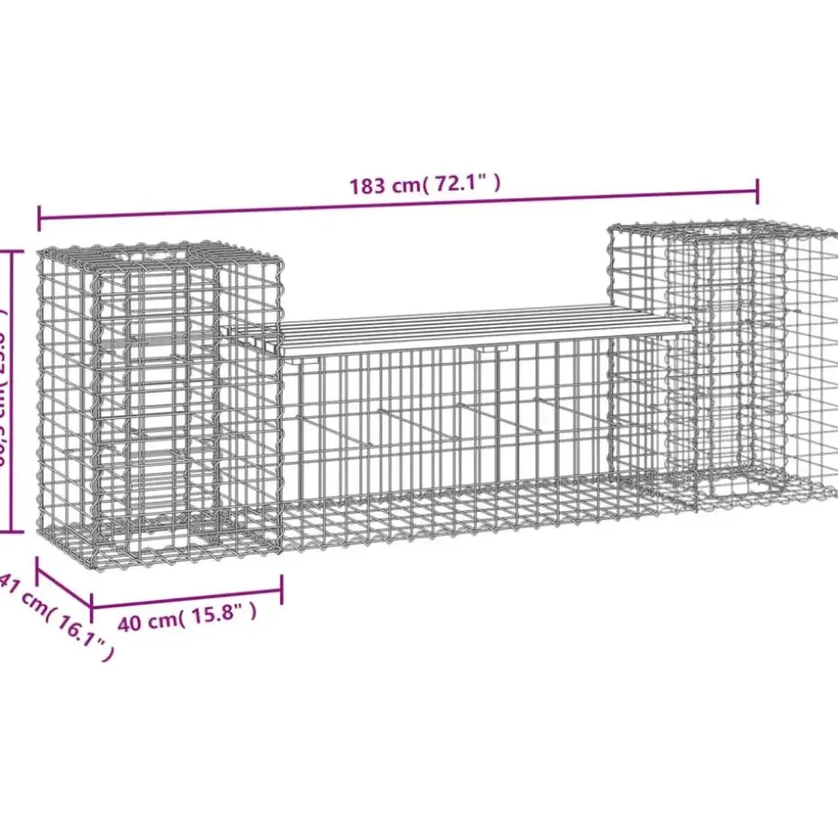 vidaXL - Tuinbank schanskorfontwerp - Massief grenenhout - 183x41x60,5 cm