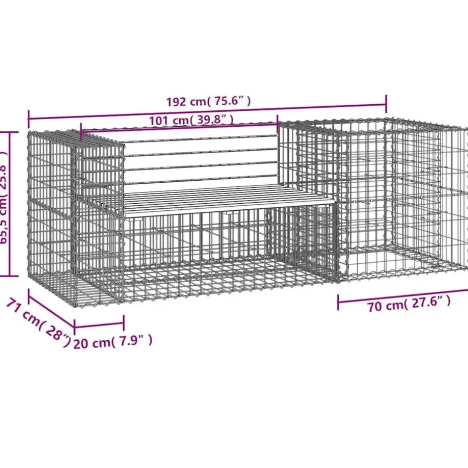 vidaXL - Tuinbank schanskorfontwerp - Massief grenenhout - 192x71x65,5 cm