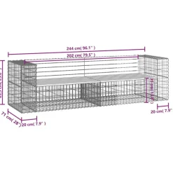 vidaXL - Tuinbank schanskorfontwerp - Massief grenenhout - 244x71x65,5 cm