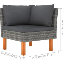 vidaXL - Tuinbank 3-sits - Grijs - Rattan - Met kussens
