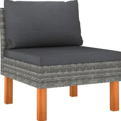 vidaXL - Tuinbank 4-sits - Grijs - Poly rattan -Met kussens
