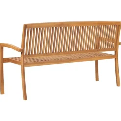 vidaXL - Tuinbank stapelbaar met blauw kussen - Teakhout - 159x57.5x90 cm