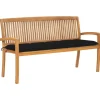 vidaXL - Tuinbank stapelbaar met zwart kussen - Teakhout - 159x57.5x90 cm
