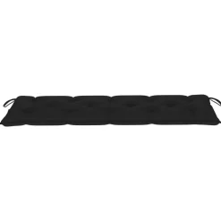 vidaXL - Tuinbank stapelbaar met zwart kussen - Teakhout - 159x57.5x90 cm