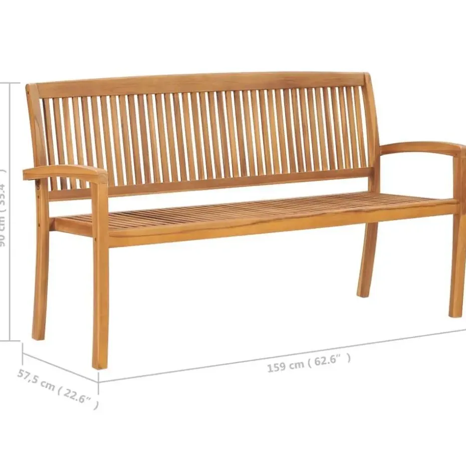vidaXL - Tuinbank stapelbaar met antraciet kussen - Teakhout - 159x57.5x90 cm