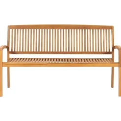 vidaXL - Tuinbank stapelbaar met antraciet kussen - Teakhout - 159x57.5x90 cm