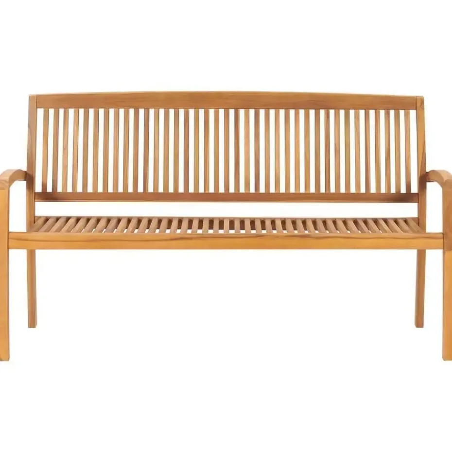 vidaXL - Tuinbank stapelbaar met antraciet kussen - Teakhout - 159x57.5x90 cm