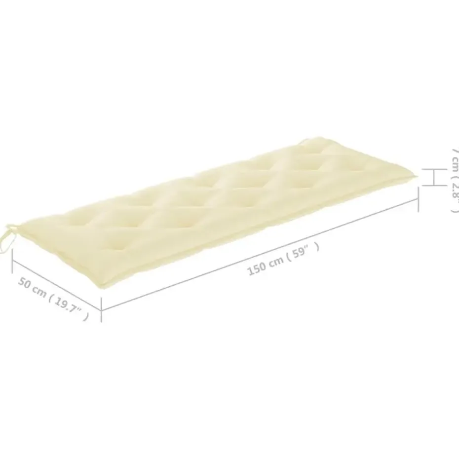 vidaXL - Tuinbank stapelbaar met crème kussen - Teakhout - 159x57.5x90 cm