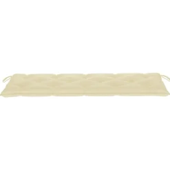 vidaXL - Tuinbank stapelbaar met crème kussen - Teakhout - 159x57.5x90 cm