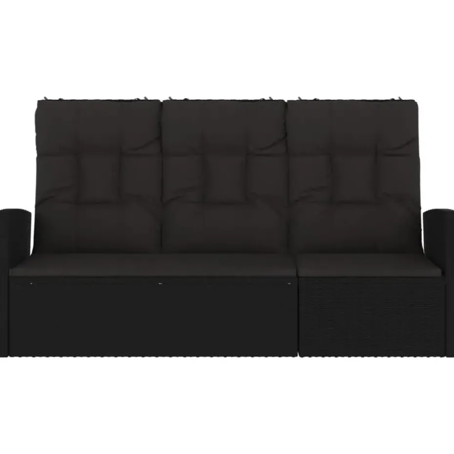 vidaXL - Tuinbank Verstelbare met kussens - Zwart - poly rattan - 173x62x95 cm