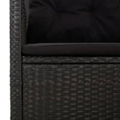 vidaXL - Tuinbank Verstelbare met kussens - Zwart - poly rattan - 173x62x95 cm