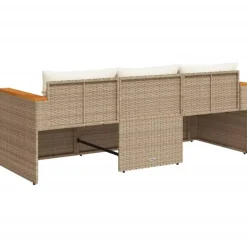 vidaXL - Tuinbank 3-zits - Beige - Poly rattan - Met kussens