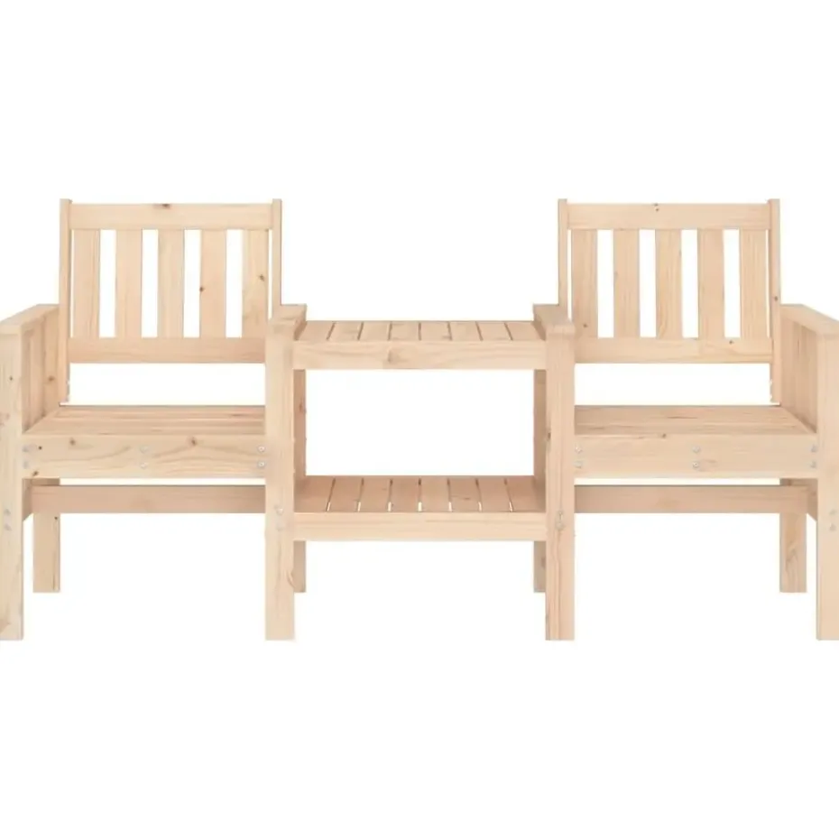 vidaXL - Tuinbank 2-zits - Bruin - Grenenhout - Met tafel