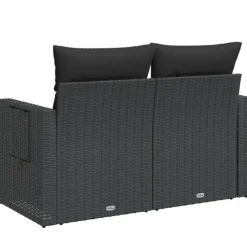 vidaXL - Tuinbank 2-zits - Zwart - Poly rattan - Met kussens