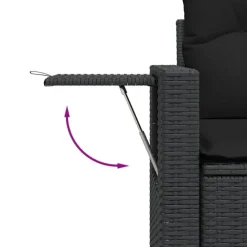 vidaXL - Tuinbank 2-zits - Zwart - Poly rattan - Met kussens