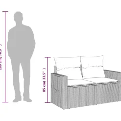 vidaXL - Tuinbank 2-zits - Zwart - Poly rattan - Met kussens