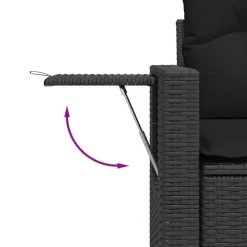 vidaXL - Tuinbank 2-zits - Zwart - Poly rattan - Met kussens