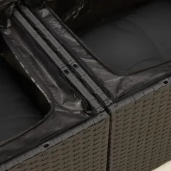 vidaXL - Tuinbank 2-zits - Zwart - Poly rattan - Met kussens