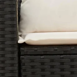 vidaXL - Tuinbank 2-zits - Zwart - Poly rattan - Met kussens