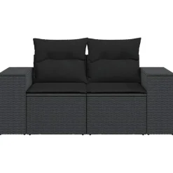 vidaXL - Tuinbank 2-zits - Zwart - Poly rattan - Met kussens