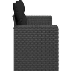 vidaXL - Tuinbank 2-zits - Zwart - Poly rattan - Met kussens