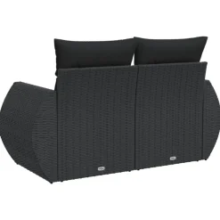 vidaXL - Tuinbank 2-zits - Zwart - Poly rattan - Met kussens