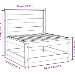 vidaXL - Tuinbank zonder armleuningen - Wit - Grenenhout - 70x70 67 cm