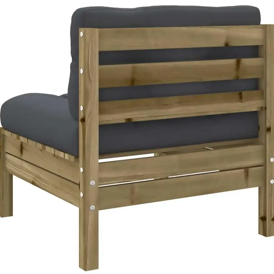 vidaXL - Tuinbank zonder armleuningen - Bruin - Hout - Met kussens
