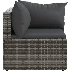 vidaXL - Tuinhoekbank - Grijs - Poly rattan - Met kussens