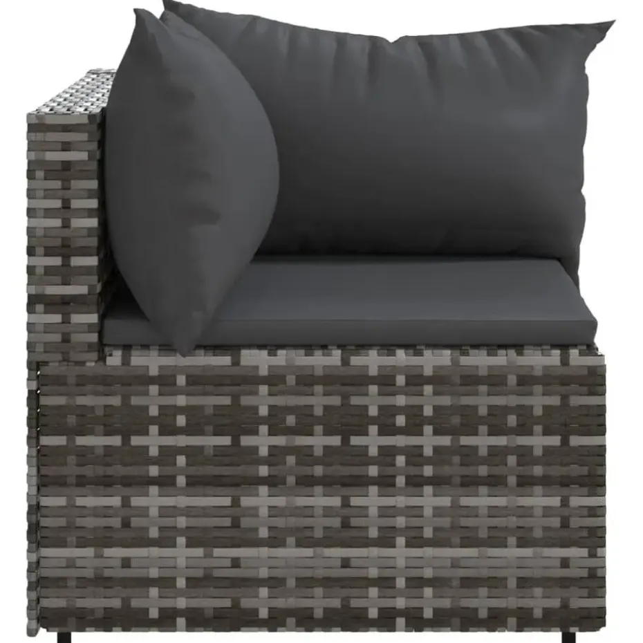 vidaXL - Tuinhoekbank - Grijs - Poly rattan - Met kussens