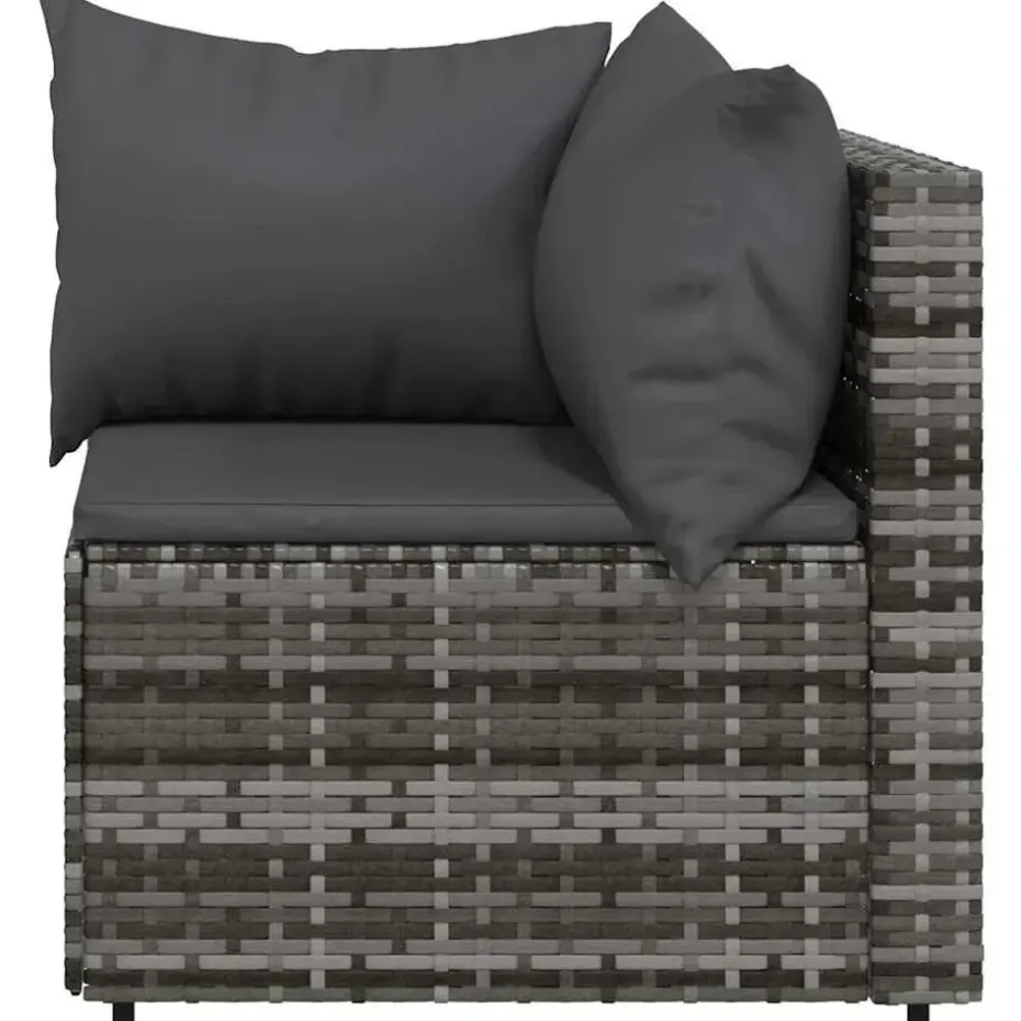 vidaXL - Tuinhoekbank - Grijs - Poly rattan - Met kussens