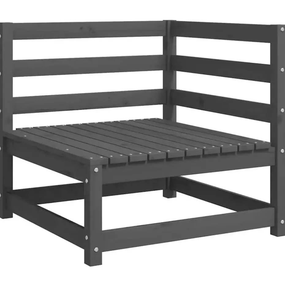 vidaXL - Tuinhoekbank - Grijs - Grenenhout - Met antracietkleurige kussens